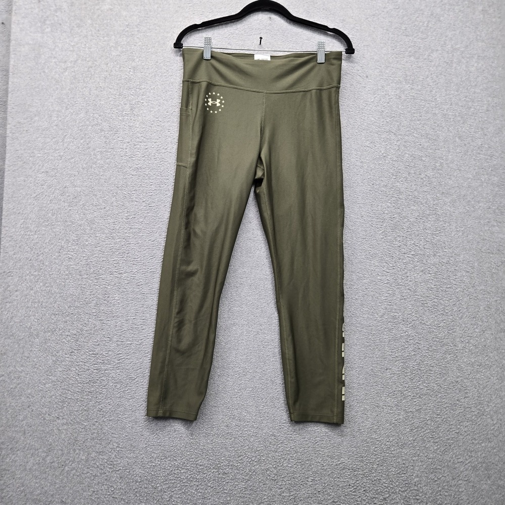 Under Armour Women Activewear Pants L Green Legging Biker Heatgear
